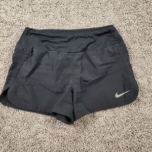 Nike Womens Dri-FIT Running Shorts Black Reflective Swoosh XS Athletic Workout